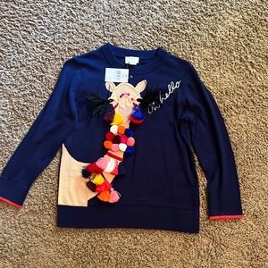 NWT Size Small Kate Spade Navy Camel Pom Sweater